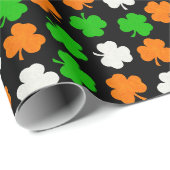 Ireland Papercut Shamrocks - Black Wrapping Paper Cadeaupapier (Rol Hoek)