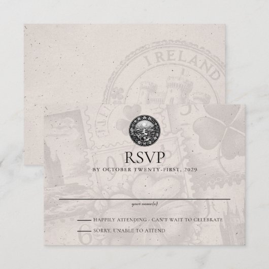 Ireland Passport Wedding RSVP Kaart (Voorkant / Achterkant)