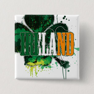 Ireland Pin Vierkante Button 5,1 Cm