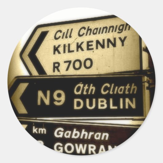 Ireland Roadside Signs Ronde Sticker (Voorkant)