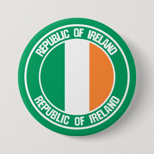 Ireland Round Emblem Ronde Button 7,6 Cm (Voorkant)