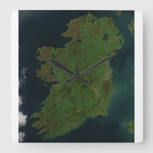 Ireland Satellite Map Clock Vierkante Klok
