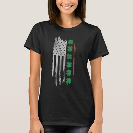 Ireland Shamrock American flag Patrick's day Irish T-shirt (Voorkant)
