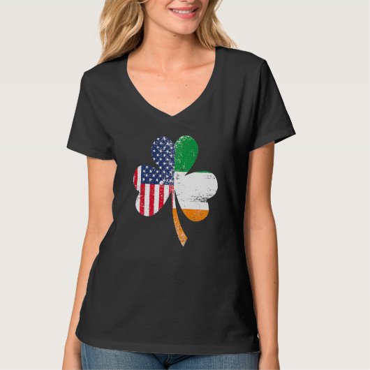 Ireland Shamrock St Patricks Day IRISH US FLAG Pre T-shirt (Voorkant)