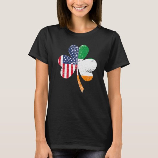 Ireland Shamrock St Patricks Day IRISH US FLAG Pre T-shirt (Voorkant)