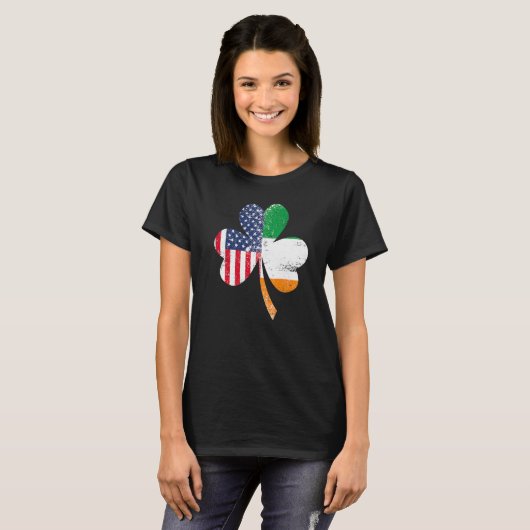 Ireland Shamrock St Patricks Day IRISH US FLAG Pre T-shirt (Voorkant volledig)