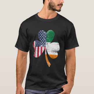 Ireland Shamrock St Patricks Day Irish Us Flag T-shirt