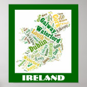 Ireland Silhouette Word Art Poster (Voorkant)