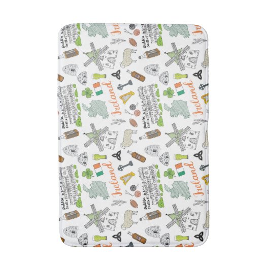 Ireland Sketch Doodle Pattern Badmat (Voorkant Verticaal)