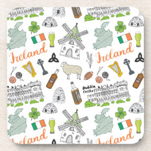 Ireland Sketch Doodle Pattern Bier Onderzetter