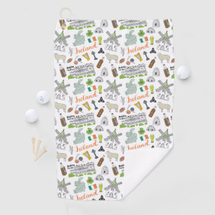 Ireland Sketch Doodle Pattern Golfhanddoek