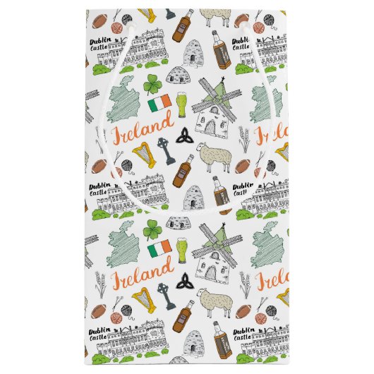 Ireland Sketch Doodle Pattern Klein Cadeauzakje (Achterkant)
