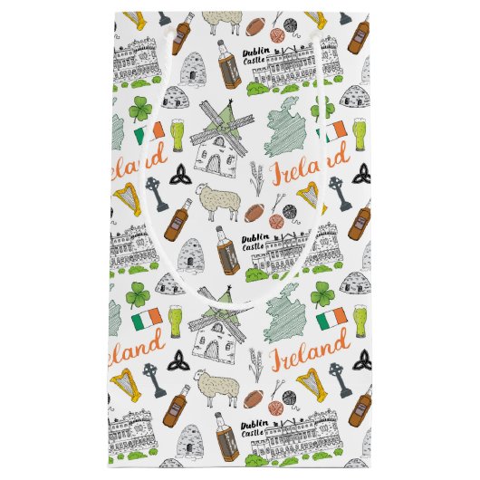 Ireland Sketch Doodle Pattern Klein Cadeauzakje (Voorkant)