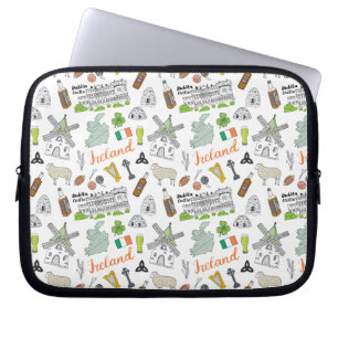 Ireland Sketch Doodle Pattern Laptop Sleeve