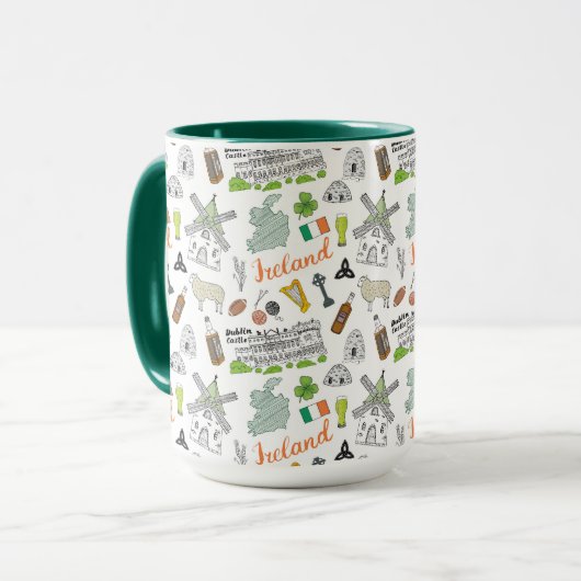 Ireland Sketch Doodle Pattern Mok (Voorkant links)