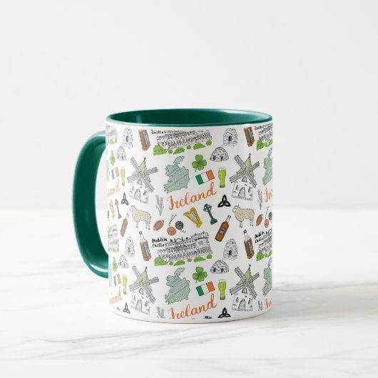 Ireland Sketch Doodle Pattern Mok (Voorkant links)
