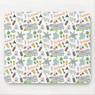 Ireland Sketch Doodle Pattern Muismat