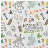 Ireland Sketch Doodle Pattern Stof (Close Up)