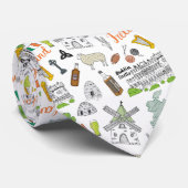 Ireland Sketch Doodle Pattern Stropdas (Opgerold)