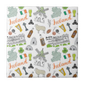 Ireland Sketch Doodle Pattern Tegeltje (Voorkant)