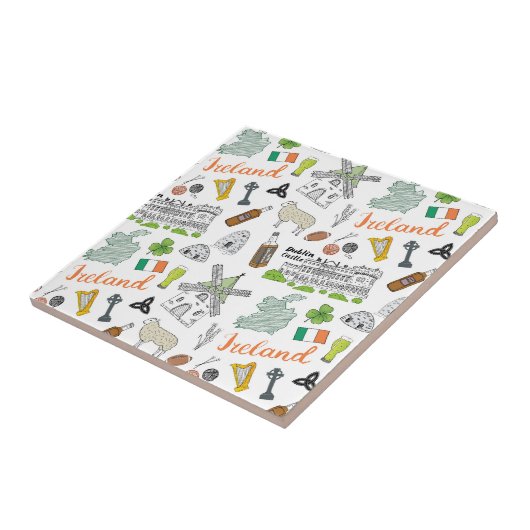Ireland Sketch Doodle Pattern Tegeltje (Zijkant)