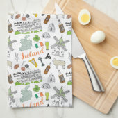 Ireland Sketch Doodle Pattern Theedoek (Quarter Fold)