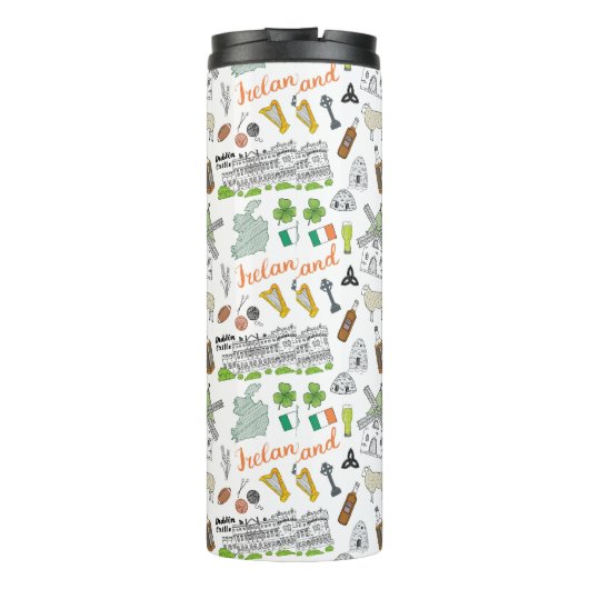 Ireland Sketch Doodle Pattern Thermosbeker (Achterkant)