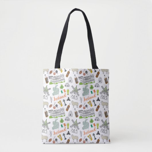 Ireland Sketch Doodle Pattern Tote Bag (Voorkant)