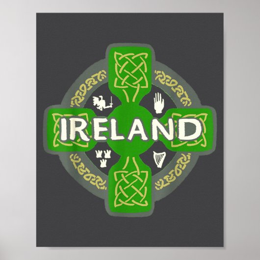 Ireland St Patrick Day Celtic Cross Green Poster (Voorkant)