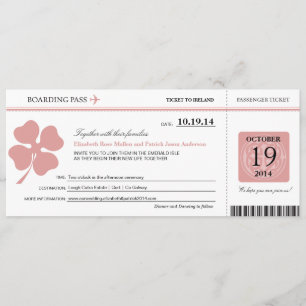 Ireland Wedding Boarding Pass Kaart