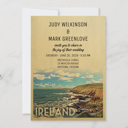 Ireland Wedding Invitation  midden-eeuw Kaart (Voorkant)