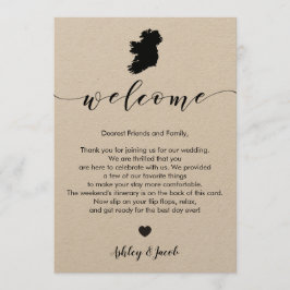 Ireland Wedding Welcome Letter & Itinerary Kaart