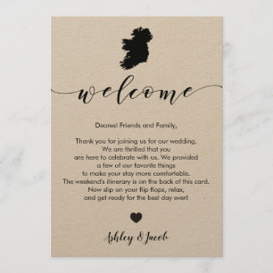 Ireland Wedding Welcome Letter & Itinerary Kaart