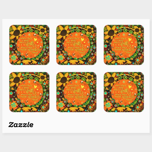 Irelyn's Faith Miracle Floral Fun Vierkante Sticker (Vel)
