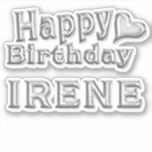 Irene Happy Birthday silver Aufkleber Sticker (Voorkant)