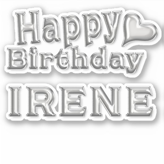 Irene Happy Birthday silver Aufkleber Sticker (Voorkant)
