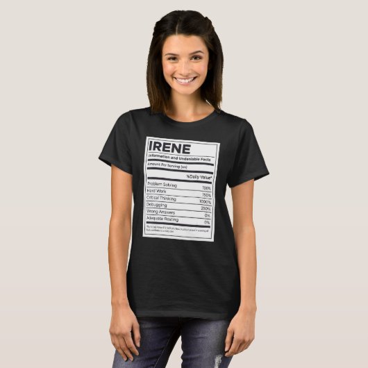 Irene Nutrition Information Problem Solution Hard T-shirt (Voorkant volledig)
