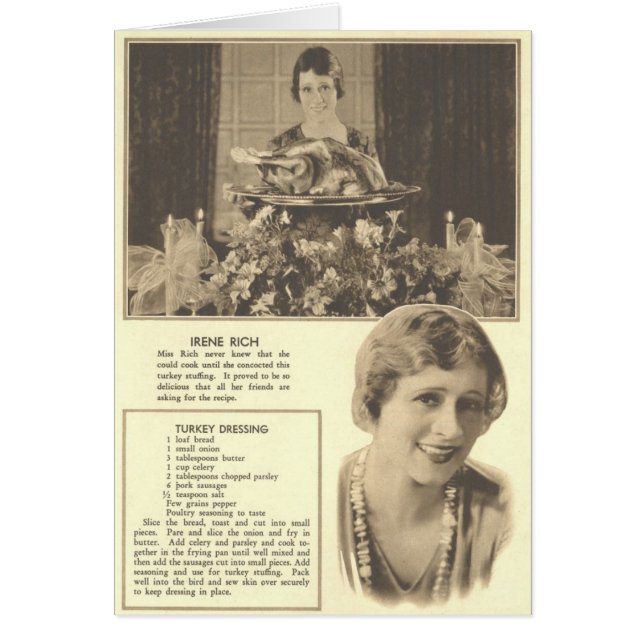 Irene Rich Turkey Dressing Recipe (Voorkant)