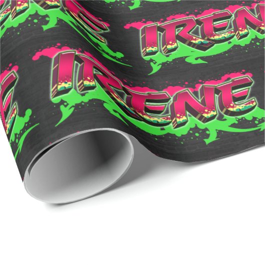 Irene Vorname Name Graffiti red green Cadeaupapier (Rol Hoek)
