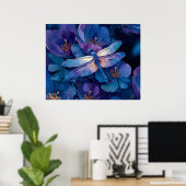 Iridale Libel Kleurrijke Bloemen Poster (Thuiskantoor)