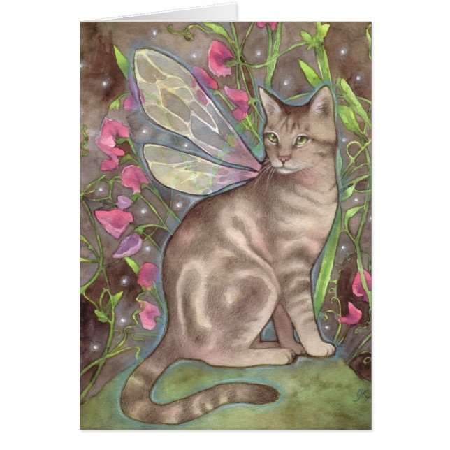Iridescence - Fantasy Fairy Cat Art-kaart (Voorkant)