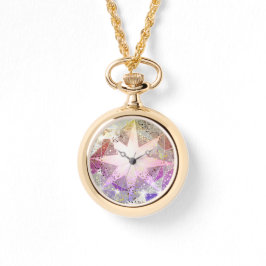 Iridescence Pink Lavender Compass Rhinestone Horloge
