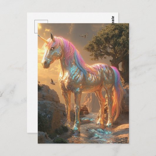 Iridescence Unicorn Fantasy Briefkaart (Voorkant / Achterkant)