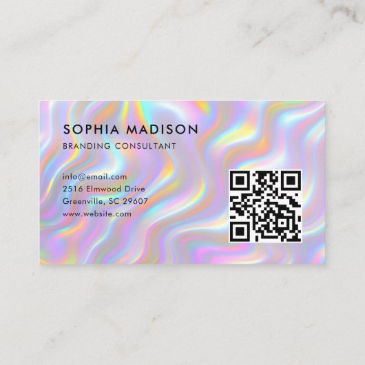 Iridescent 3D Effect Logo QR Code Visitekaartje (Achterkant)