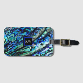 Iridescent Abalone Shell Monogram Bagagelabel
