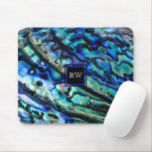 Iridescent Abalone Shell Monogram Muismat (Met muis)