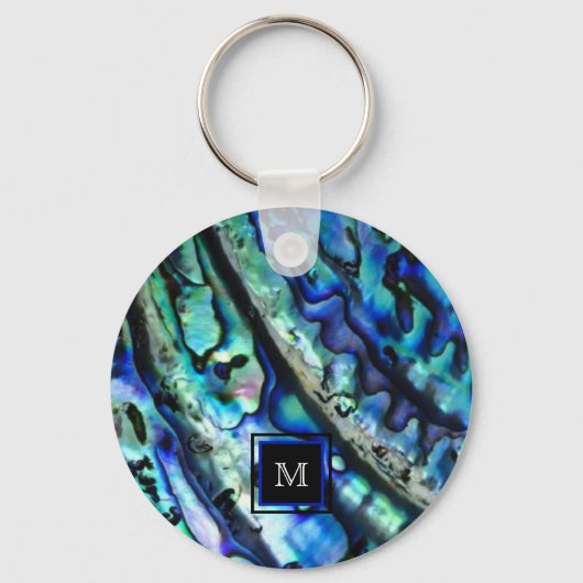 Iridescent Abalone Shell Monogram Sleutelhanger (Voorkant)