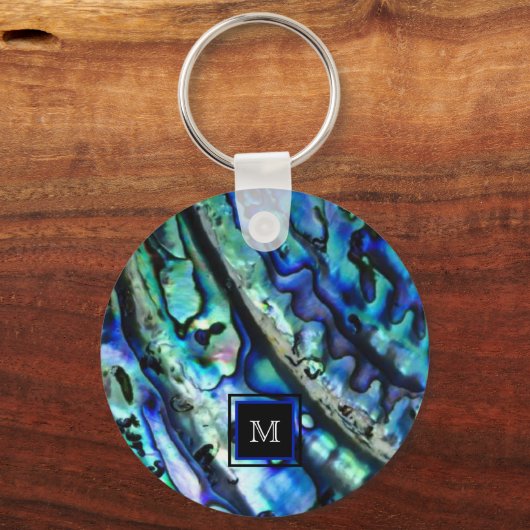 Iridescent Abalone Shell Monogram Sleutelhanger (Voorkant)