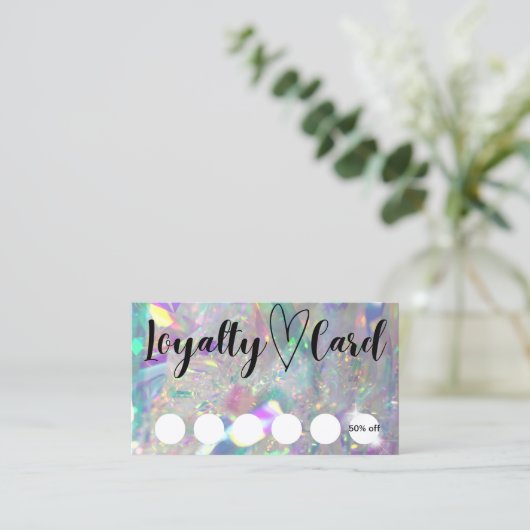 Iridescent Angel Tinsel Customer Loyalty Kaart Visitekaartje (Staand voorkant)