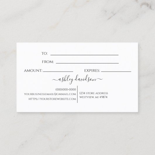 Iridescent Angel Tinsel Store Gift Kaarten Visitekaartje (Achterkant)